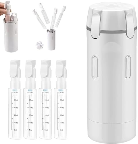 Botella Dispensadora de Viaje 4 en 1, Set de Botellas Dispensadoras de Viaje 4 en 1, Dispensador de Viaje con Escala y Etiqueta, Botellas de Viaje para Rellenar, para loción, Acondicionador (M2)