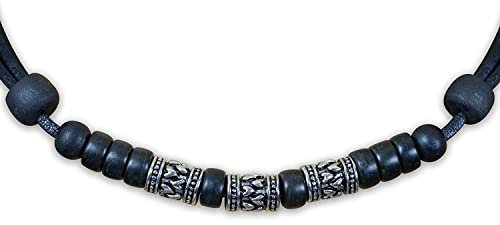 HANA LIMA Lederkette mit Edelstahlperlen Surferkette Halskette Herrenkette