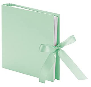 Rössler Papier 13161147656 - Fotoringbuch mit Schleife, 230 x 210 mm, 2 Ringe, 50 Seiten, Mint, 1 Stück