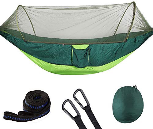Ouverture Rapide Automatique Portable avec Tente extérieure Simple Double Camping hamac Anti-Moustique Chaise Suspendue 290 * 140 (Vert (Filet Vert))