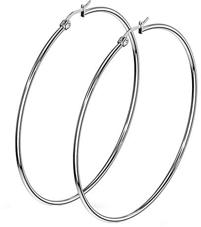 beyoutifulthings 1 Paar Damen Ohringe CREOLEN Ohr-ringe Ohr-stecker Chirurgenstahl Silber 70mm
