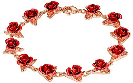 Suplight Bracciale Donna con Fascia Rosa Vivida, Braccialetto 19 cm, Gioiello Romantico, Placcato Oro Rosa, Regalo Perfetto per Ragazza Moglie Figlia