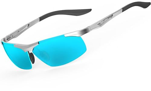 SIPLION Herren Sportbrille Polarisierte Sonnenbrille Treiber Glasses Sonnenbrillen Al-Mg Metallrahme Ultra leicht (8729Silber /Silber Verspiegelt Linsen) UV400 CAT 3 CE