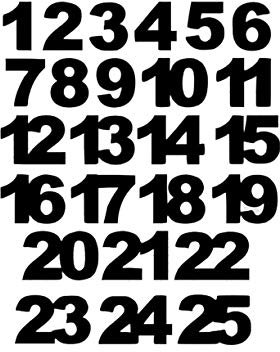 Miniblings Adventskalender Zahlen 24 25 Bügelbilder 30mm GLATT Patch Bügelbild I Kinder Bügelflicken Patches zum Aufbügeln - Flexfolie - Applikation Nähen, Farbe:schwarz
