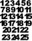 Miniblings Adventskalender Zahlen 24 25 Bügelbilder 30mm GLATT Patch Bügelbild I Kinder Bügelflicken Patches zum Aufbügeln - Flexfolie - Applikation Nähen, Farbe:schwarz