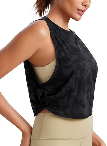 CRZ YOGA Damen Sport Tank Top Ärmelloses Leichte Fitness Crop Top Sommer Yoga Shirt Lässig Oberteile Sporttop Der Rauchtintennebel 40