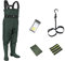 Croch Wathose Herren Damen Anglerhose Wasserdicht PVC Nylon mit Gummi Watstiefel Größe 38-47 Perfekt Watthose und Angelhose