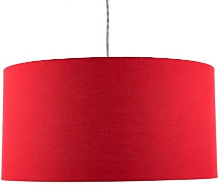 Roter Lampenschirm Stoff groß 60 cm rund Zylinder für Pendelleuchte Hängelampe Leuchtenschirm