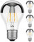 ledscom.de 4 Stück E27 LED Leuchtmittel, A60, warmweiß (2700 K), 6 W, 667lm, Kopfspiegel (silber)