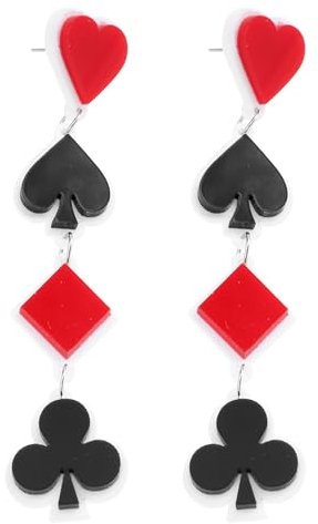 Generic Porkerkarten Ohrringe lang, Damen Spielkarten Ohrhänger Acryl Anhänger, Hängende Ohrringe Ohrstecker, Party Kostüm Schmuck