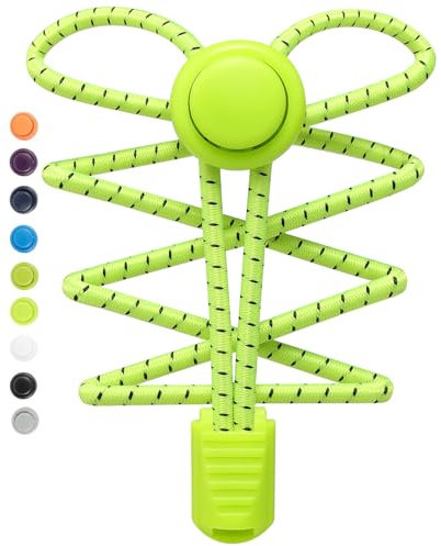 Stepace Cordones Elasticos, 2 Pares Cordones Elasticos Zapatillas Deporte, Cordones Zapatos Ajustables sin Atar para Adultos y niños Amarillo neón