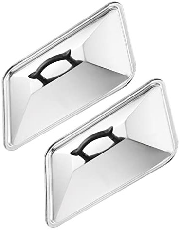 2 Stücke Bratpfannen Abdeckung Edelstahl Grillpfanne Deckel Pfannendeckel Rechteckig Universal Topfdeckel Wok Abdeckung Ersatzdeckel Glasdeckel für Kochtopf Auflauf Töpfe Pfannen Grill Zubehör