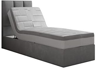 TRADA Palma Boxspringbett elektrisch mit Lattenrost und Matratze (Grau, 90 x 200 cm)
