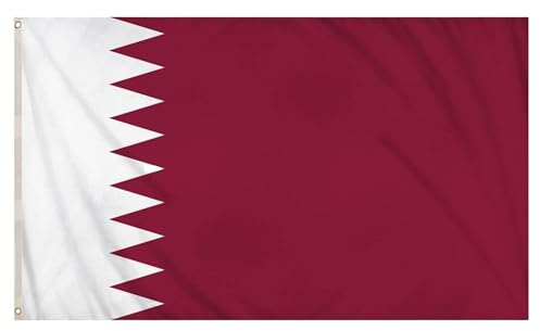 Qatar Flag 5ft x 3ft with Brass Eyelets – Polyester Qatari Flag Banner for National Day, Football Matches, Home & Garden Display