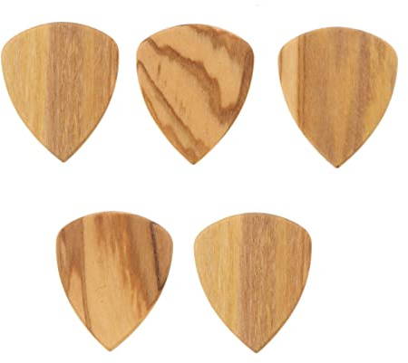 ECSiNG 5 Stück Plektren aus Olivenholz für Gitarre, Ersatz, Plektrum, Instrumentenzubehör, Plektrum für E-Gitarre, Bass, 32 x 27 x 2,2 mm