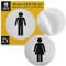 Aufkleber Set WC Damen Herren, 2 Stück, Ø 100 mm, Design 3, selbstklebende Folie, Toiletten Sticker für Innen- und Außenbereich, WC Schild Klebesticker, Toilettenschild selbstklebend, Türschild WC