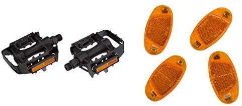 FISCHER Fahrradpedale MTB aus Alu, Pedale MTB, Mountainbike, Reflektoren & Unisex Fischer Fahrrad Reflektor 85400 Orange, Gelb, Einheitsgröße EU