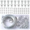 Picture Hanging Wire,30M Picture Wire Picture Frame Wire D Rings for Picture Hanging Crimping Loop Sleeve be Used for Indoor and Outdoor.(silver-131PCS)