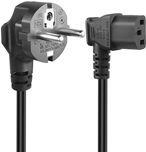 GELRHONR 1,5M 3 Pin Kaltgerätekabel, 90 Grad CEE 7/7 auf IEC C13, Stromkabel Mit Schutzkontakt Gewinkelt auf Kaltgerätebuchse Gewinkelt (Right Angle)