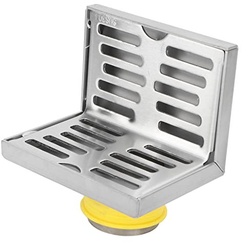 Haofy Eck-Bodenablauf, Edelstahl-Seitenablauf, L-förmiger Wand-Seiten-Bodenablauf mit Dichtung für Küche, Badezimmer, 1,6-Zoll-Rohr, Silber