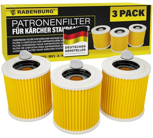 3 filtri compatibili con l'aspirapolvere Kärcher Premium WD3 WD2 WD3 WD1 MV3 MV2 WD 3 P Extension KIT per aspirapolvere a umido e a secco - contro le polveri sottili - odori