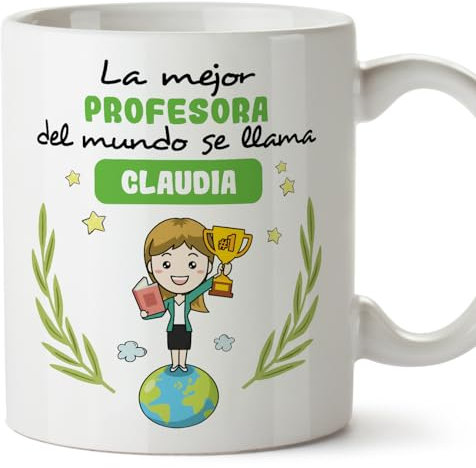 MUGFFINS Tazas Personalizadas para PROFESORA mujer - En Español - Eres Mejor del Mundo - 11 oz / 330 ml - Regalo Personalizable original y divertido