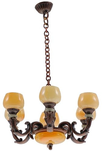 Luxshiny 1:12 Retro Kronleuchter Modell FüR Puppenhaus - Miniatur Deckenlampe Mit Magnet FüR Dekoration