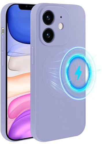 Foonary Cover Magnetica per Apple iPhone 12 Pro 6,1 Compatibile con MagSafe Ricarica Wireless, Custodia Opaca Silicone Liquido Antiurto Posteriore Protettiva Case per iPhone 12 Pro, Viola