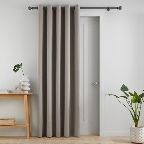 Catherine Lansfield Wilson Blackout Thermal 117x213cm Door Panel Grey