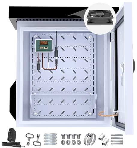 Akwscyby Elektrische Box für den Außenbereich mit Thermostat und Ventilator, präzise Temperaturregelung -17,7 °C, IP65 wasserdicht, verzinkter Stahl, Aluminium-Rücklicht (39,9 x 35,1 x 24,6 cm)