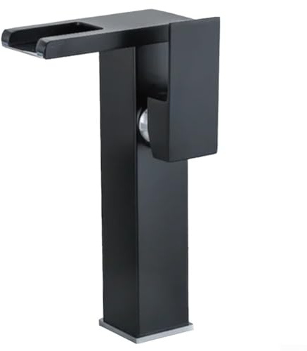 Robinet de salle de bain à LED cascade à poignée unique 1 trou pour cuisine, salle de bain, toilettes, baignoire, toilettes (noir haut)