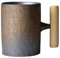 Tasse de café japonaise, tasse en céramique Mug vintage 310 ml Masse en céramique japonaise vintage, tasse de café en céramique à chaleur à la chaleur avec poignée en bois pour le bureau à domicile T