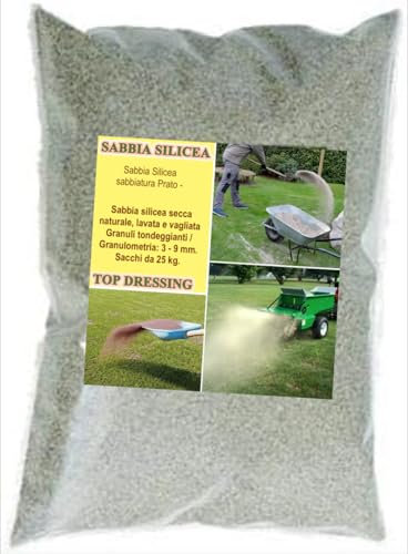 GSW Sabbia Silicea sabbiatura Prato - Sacchi da 25 kg - Top Dressing Giardino (1 Sacco 25Kg)