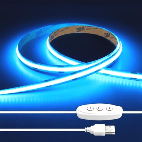 iNextStation COB LED Strip Light 2M 5V USB Blue LED Strips 640 LEDs | Cuttable Tape Lights,5V CRI93+ High Bright Dimmable Light Strip for Gaming Room,Monitor,TV Backlight,Cabinet,Ambient Decor