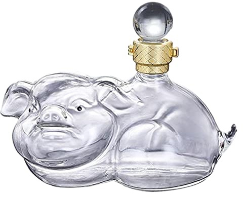 Duiaynke Glaskaraffe mit Schweine-Motiv, 1000 ml, für Essen, Likör, Rum, unterhaltsame Trinkgeschirr-Werkzeuge