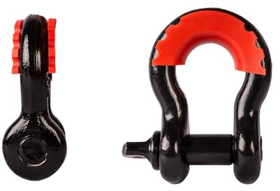 X-BULL - Schäkel - Omega Shackle - aus Stahl - Harter Schäkel mit Gummi-Schutzhülle - D Ring Schäkel - für Offroad Abschleppen, Outdoor Trips, Pkw, Lkw, Quad - 4,75T 3/4 - Schwarz