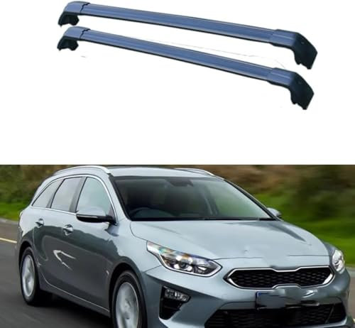 dvsdfbvb Auto DachträGer für Kia Ceed Sportswagon Ceed SW Estate 2018-2022, Universal Diebstahl Mit SchlöSsern Einstellbar Querbalken GepäCkträGer Auto Zubehör,A-Black