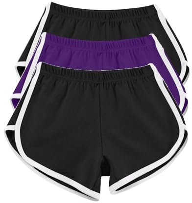 AMDOLE 3er-Pack Damen-Lauf-Shorts, Baumwolle, Sommer, Hotpants, Workout, Fitnessstudio, Sport, Yoga, Hose, Jogger, Strand-Shorts, Bademode, elastische Taille, lässige Lounge-Shorts,