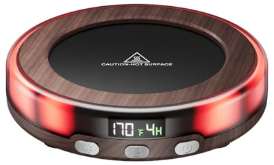 Gaiatop - 30W Coffee Mug Warmer with Colorful Atmosphere LED Lights, 3 Computer Temperature Settings, 2-9 Hour Timer, Drink Candle Warmer, Plate