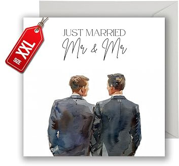 WBdesignz Queer Hochzeit karte mit Umschlag - Elegante Geschenkkarte zur Hochzeitsfeier Stilvolle Glückwunschkarte zur Trauung für Männer Verlobung Hochzeitskarte LGBTQ+ Gay Love (XXL 22cm x 22cm)