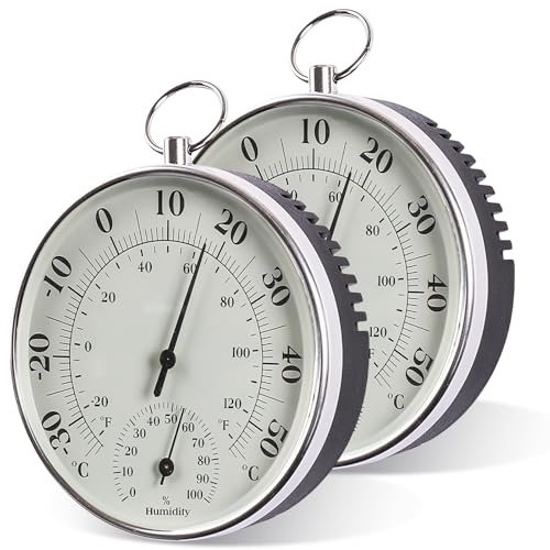 PRITOK Igrometro analogico: 2 pezzi termoigrometro di precisione, termometro per ambiente, temperatura e umidità per aria condizionata, serra