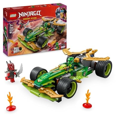 LEGO NINJAGO Lloyd’s Pull-Back Race Car Toy with 2 Minifigures for Imaginative Play - Dragons Rising Ninja Set - Gift for 7 Plus year Old Boys & Girls 71828