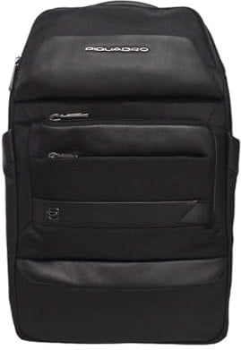 PIQUADRO Zaino porta PC 13,30,1 comparto pelle e tessuto (NERO)