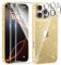 AROYI 5 in 1 Clear Glitter Case Compatible with iPhone 16 Pro Case with 2 Screen Protector and 2 Camera Lens Protector, Soft Bumper Sparkle Bling Women Girls Phone Case for 16 Pro 6.3, Gold