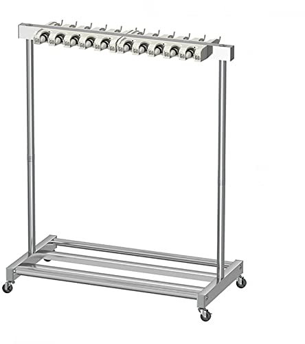 Movable Hand Trucks Movable Floor Standing Mop Broom Holder Cleaning Tool Cart,Wet Mop Drain Rack Garden Tool Hanger Shelf with Wheels,Hanging Broom Organizer Storage System,Garage Tool Stora