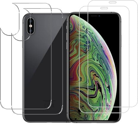 NOVAGO Compatible avec iPhone XS Max - Pack de 4 Films vitre verre trempé donc 2 pour écran et 2 pour Arrière