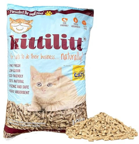 Premium KittiLitt Cat Litter Ultra Absorbent Wood Pellets 20L - 100% Natural Biodegradable Eco-Friendly High Absorbency & Pet-Friendly wooden Pellets