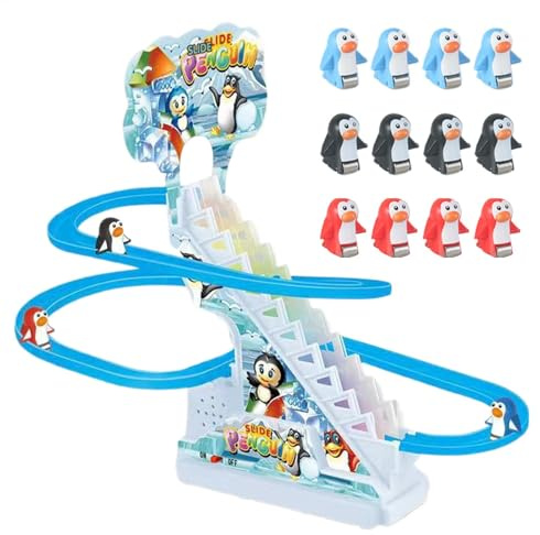 Pinguin-Rutsche – entzückendes Spielset Pinguin mit Sounds und Lichteffekten, elektrische russische Berge auf Pinguin-Strecke für Kleinkinder ab 3 Jahren