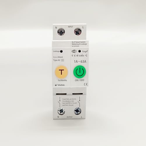 Smart Switch 2P 1A-63A Tuya - 2 Modules : Coupures Neutre/Phase - Mesures, Enregistrements, Programmation, Scénarios - Alarmes : Intensité, Tension, Température, Puissance, Consommation - Alexa