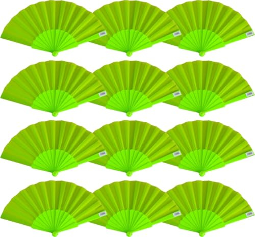 Home Universal® PACK12 ABANICOS PLÁSTICO Liso 23CM,Variedad de colores fiestas, festivales, bodas, eventos temáticos.
